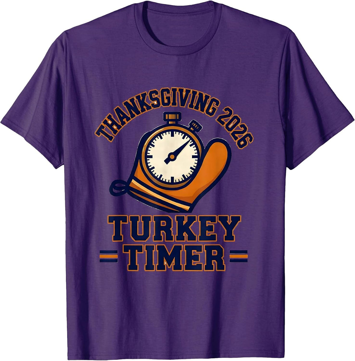 Thanksgiving 2026 Turkey Timer Sports Family Crew Matching T-Shirt - Purple