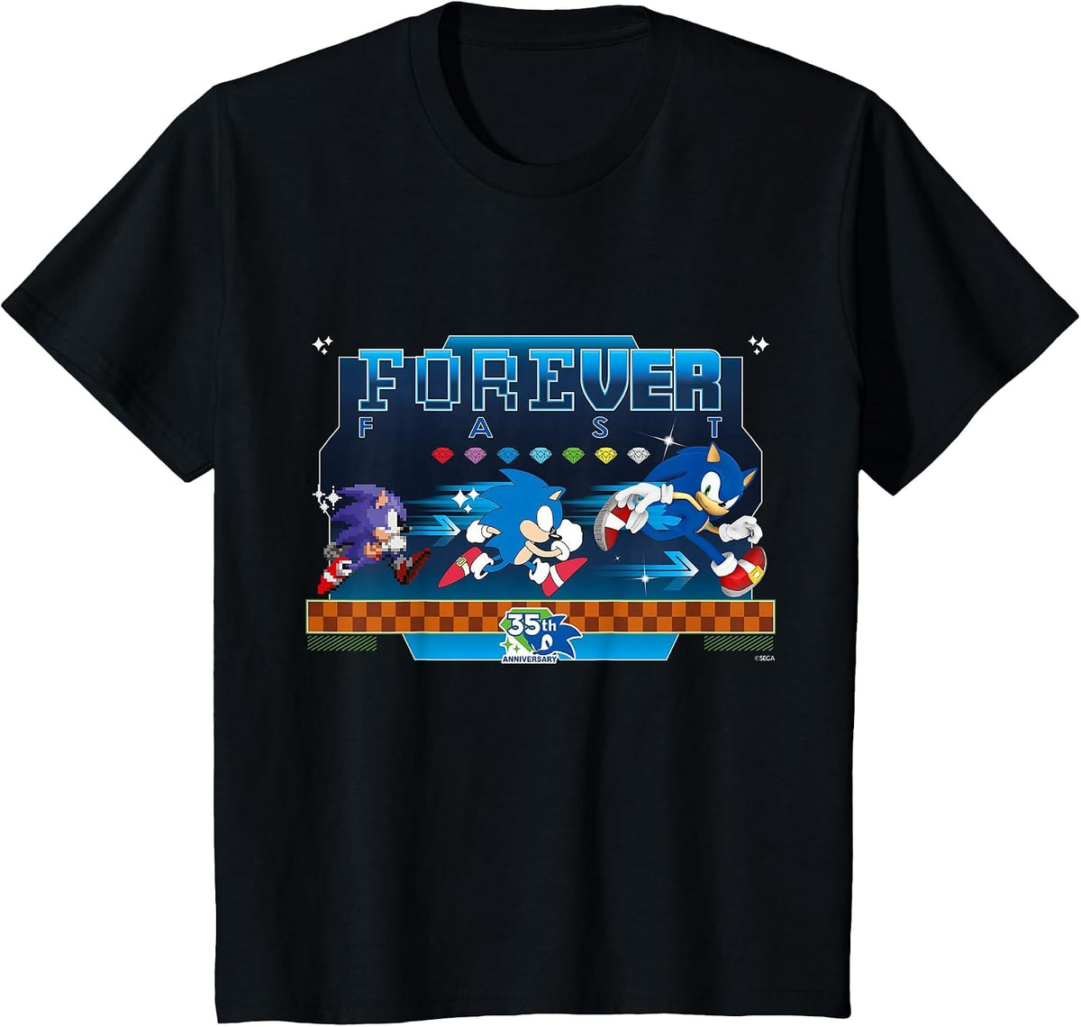 Sonic the Hedgehog 35th Anniversary Forever Fast Evolution T-Shirt - Black