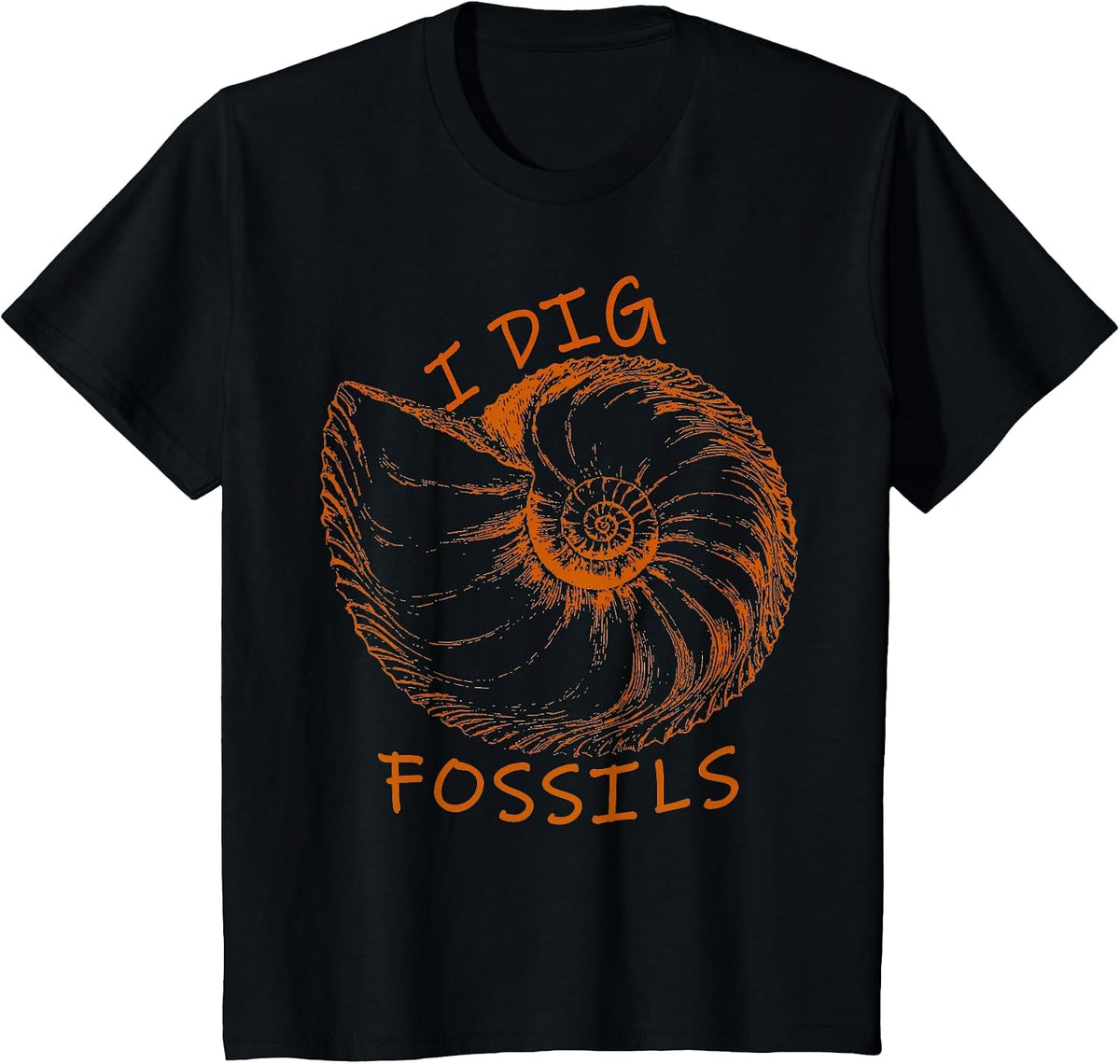 Ammonite Fossil I Dig Fossils T-Shirt - Black
