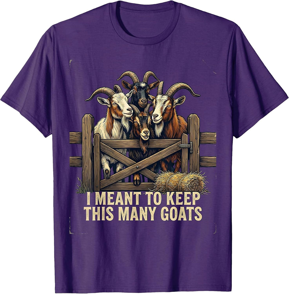 I Meant To Keep This Many Goats Vintage Farmer Goat Lover T-Shirt - Purple