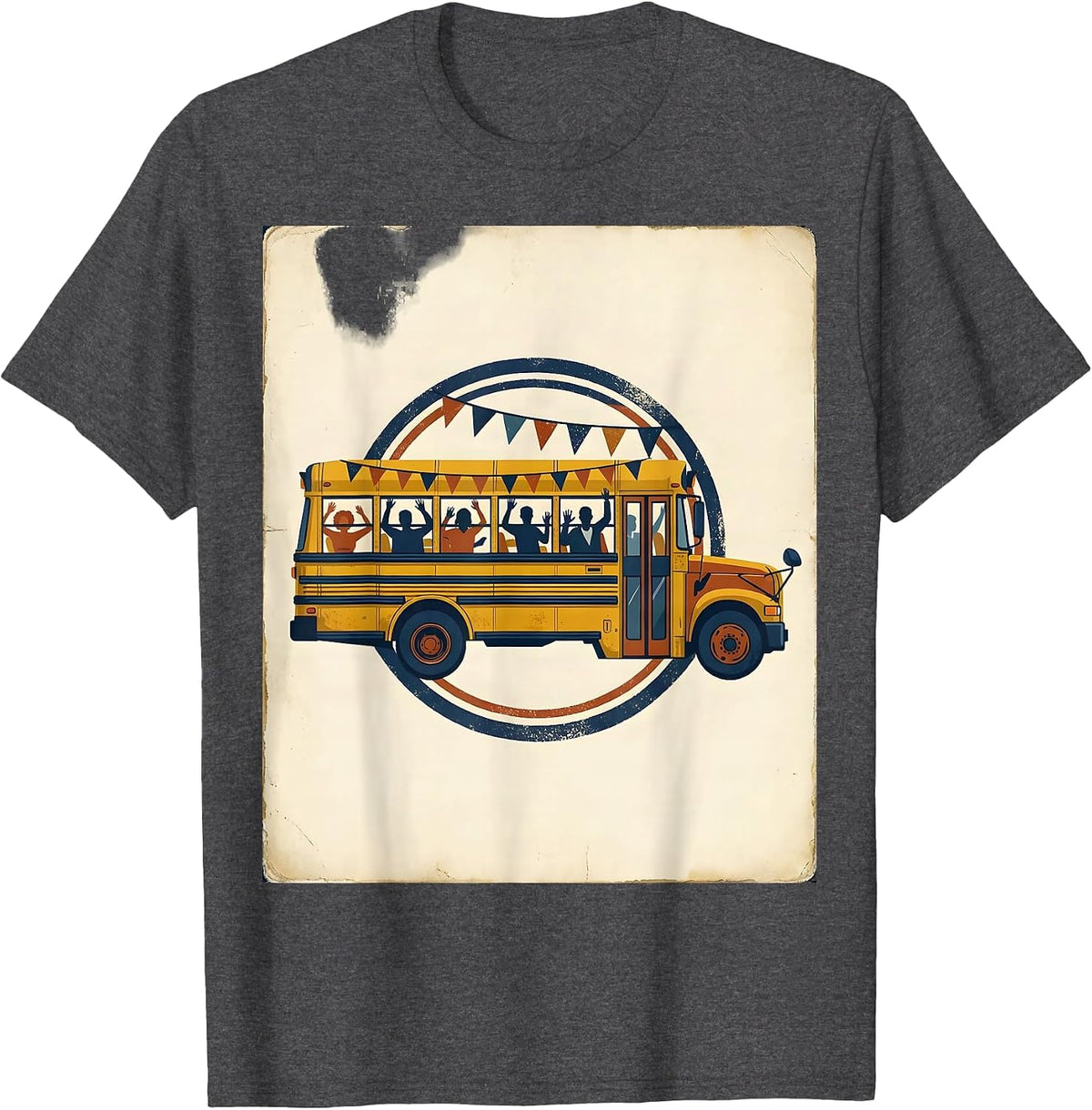 Vintage School Bus Field Trip Teacher Kids T-Shirt - Dark Heather Grey