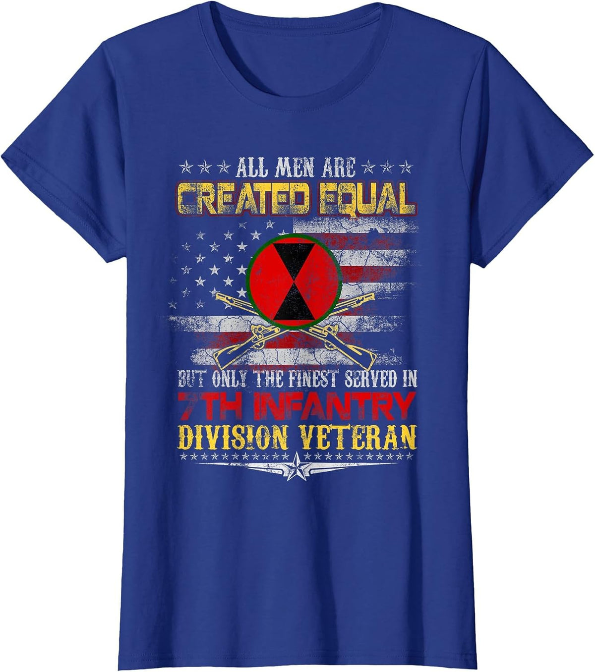 All Men Created Equal 7th Infantry Division Veteran Military T-Shirt - Royal Blue