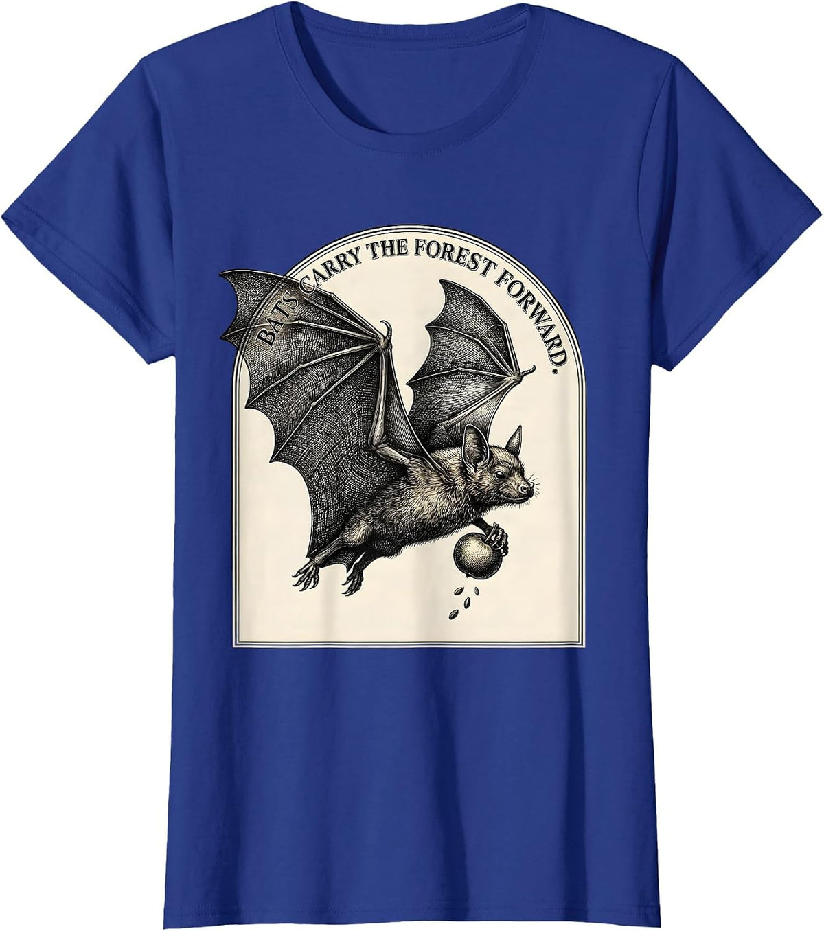 Women's Bats Carry The Forest Forward Funny Bat Lover Biology T-Shirt - Royal Blue