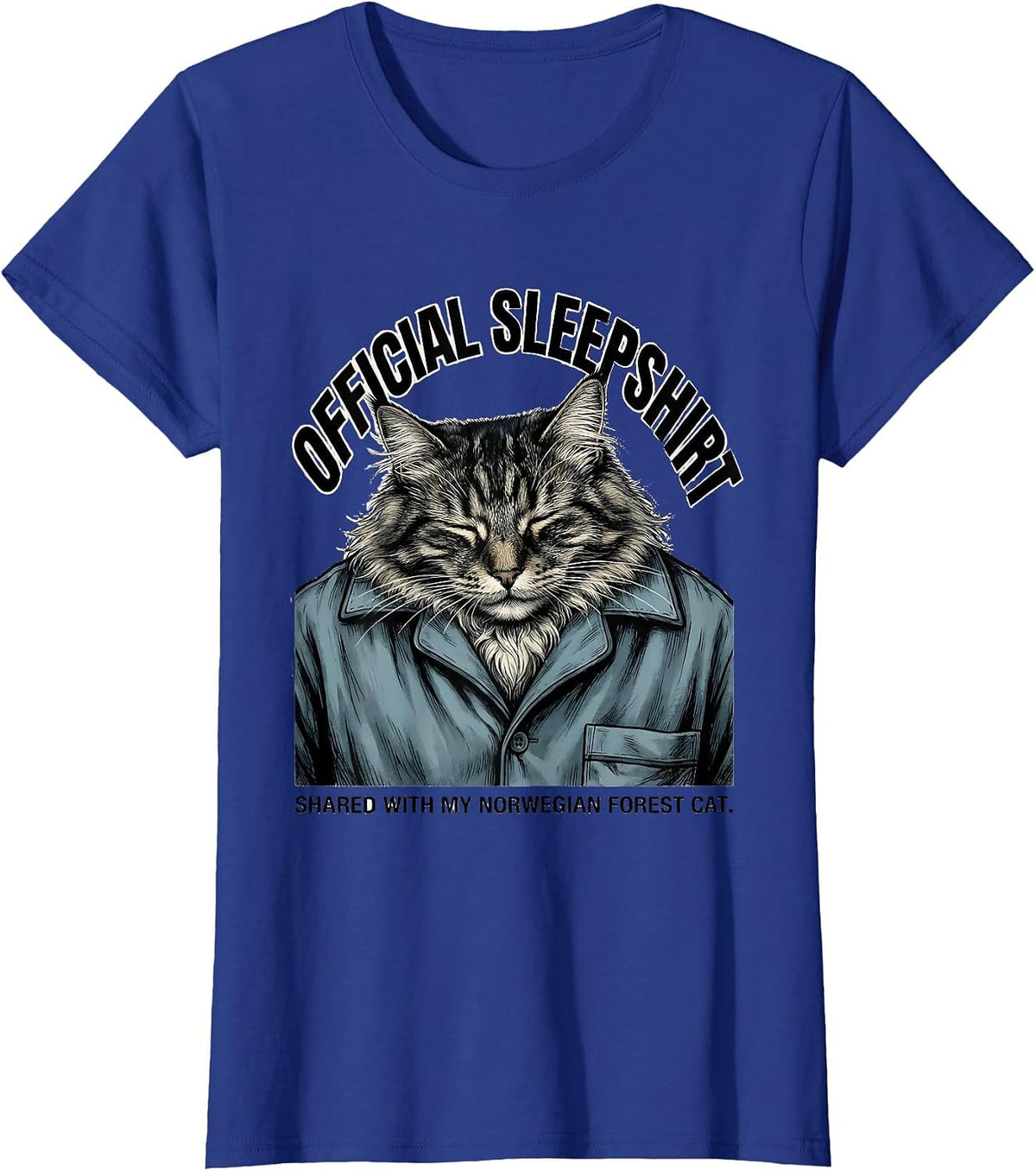 Women's Official Sleepshirt, Shared With My Norwegian Forest Cat T-Shirt - Royal Blue