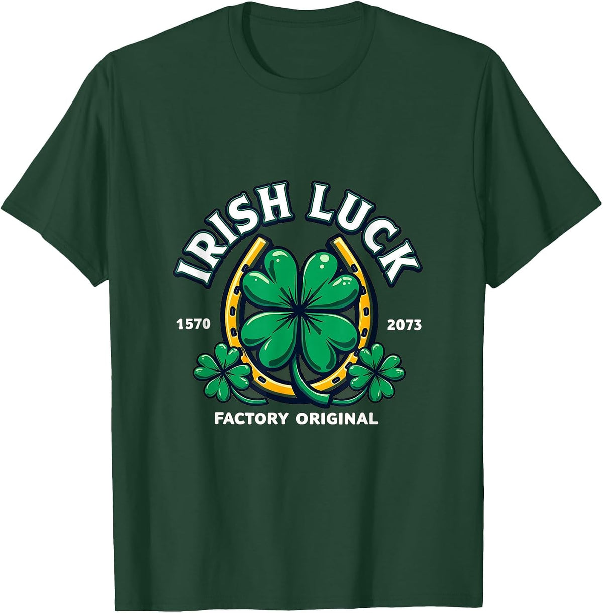 Irish Luck Factory Original St Patrick Design T-Shirt - Dark Green