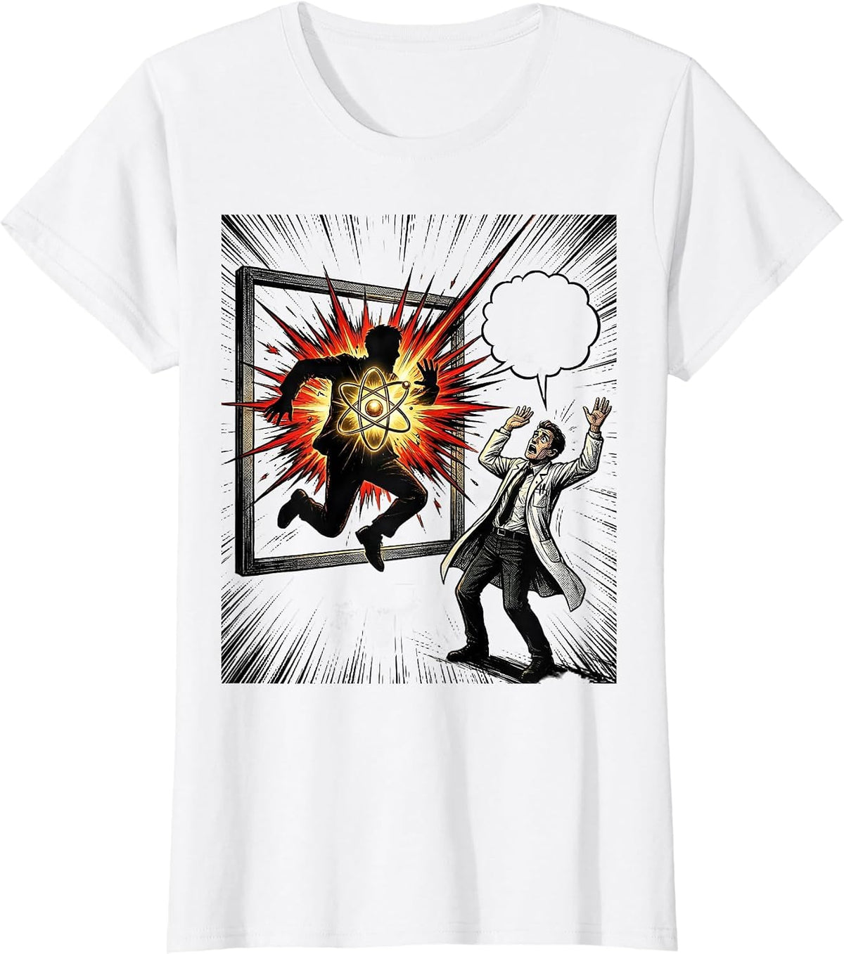 Bursting Atom Comic Book Science Nerd Humor T-Shirt - White