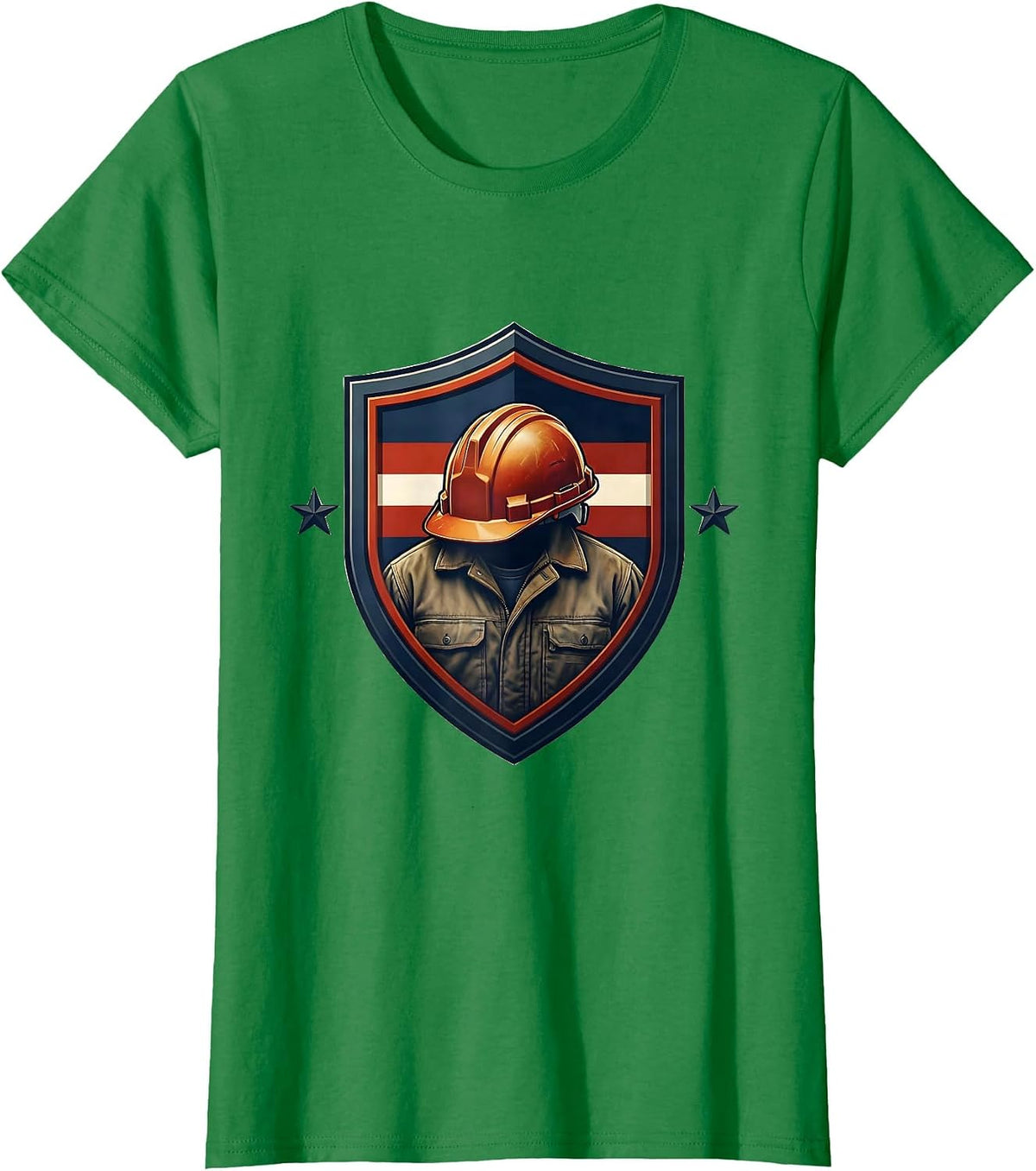 Women's Sealed Shield Badge Patriotic Union Worker Labor Day T-Shirt - Kelly Green