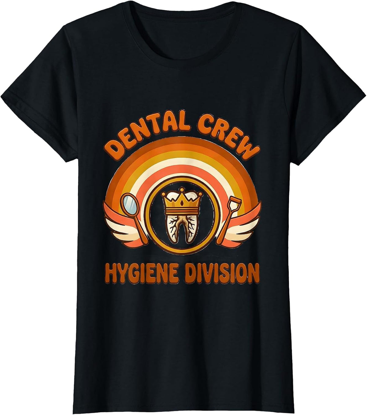 Women's Dental Crew Hygiene Division Retro 70s Dental Team Humor T-Shirt - Black