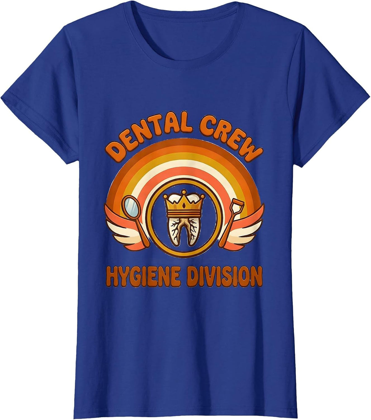 Women's Dental Crew Hygiene Division Retro 70s Dental Team Humor T-Shirt - Royal Blue