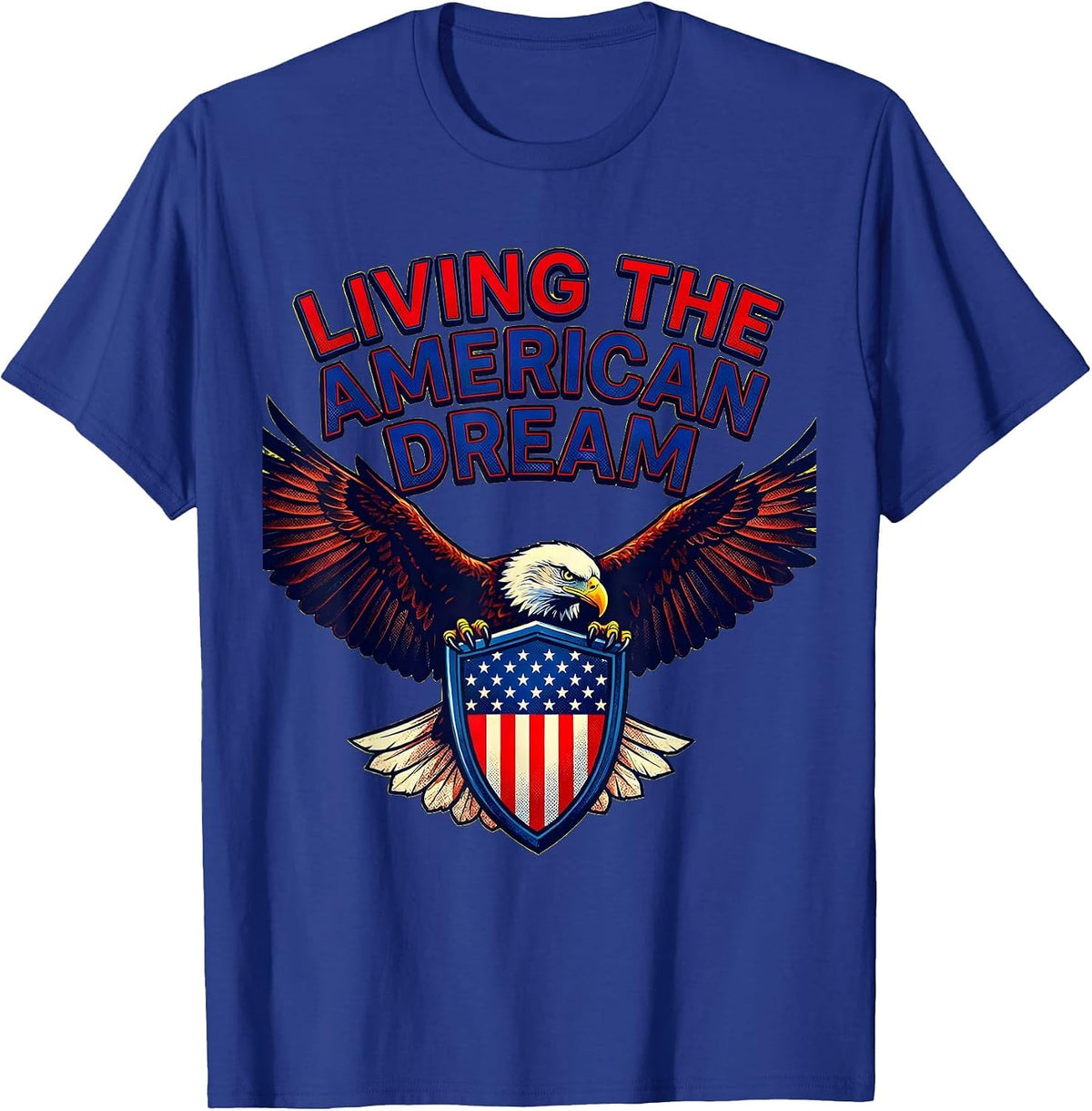 Men's Living the American Dream Patriotic Design T-Shirt - Royal Blue