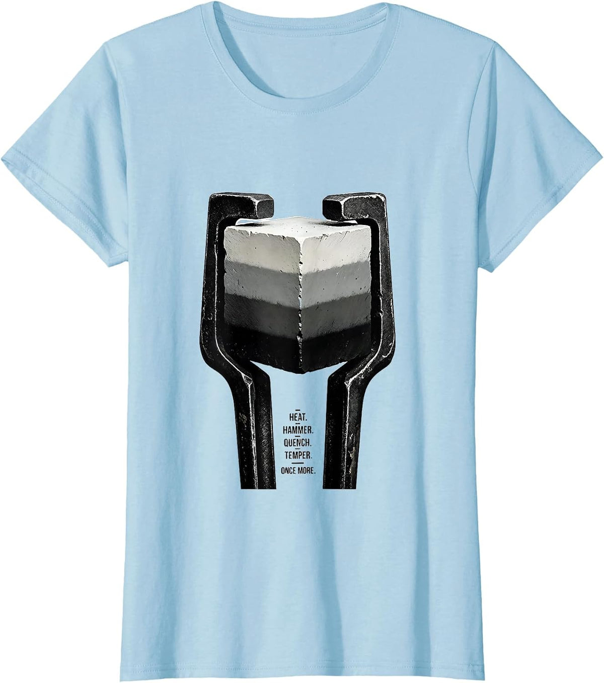 Women's Heat Hammer Quench Temper Once More Blacksmith Forge T-Shirt - Baby Blue