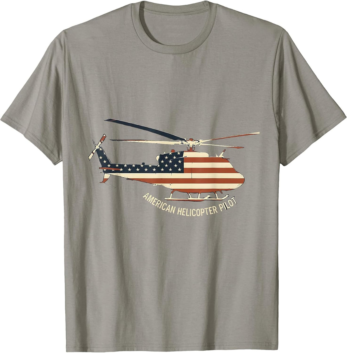 Men's American Helicopter Pilot Patriotic Military Veteran Gift T-Shirt - Slate Grey