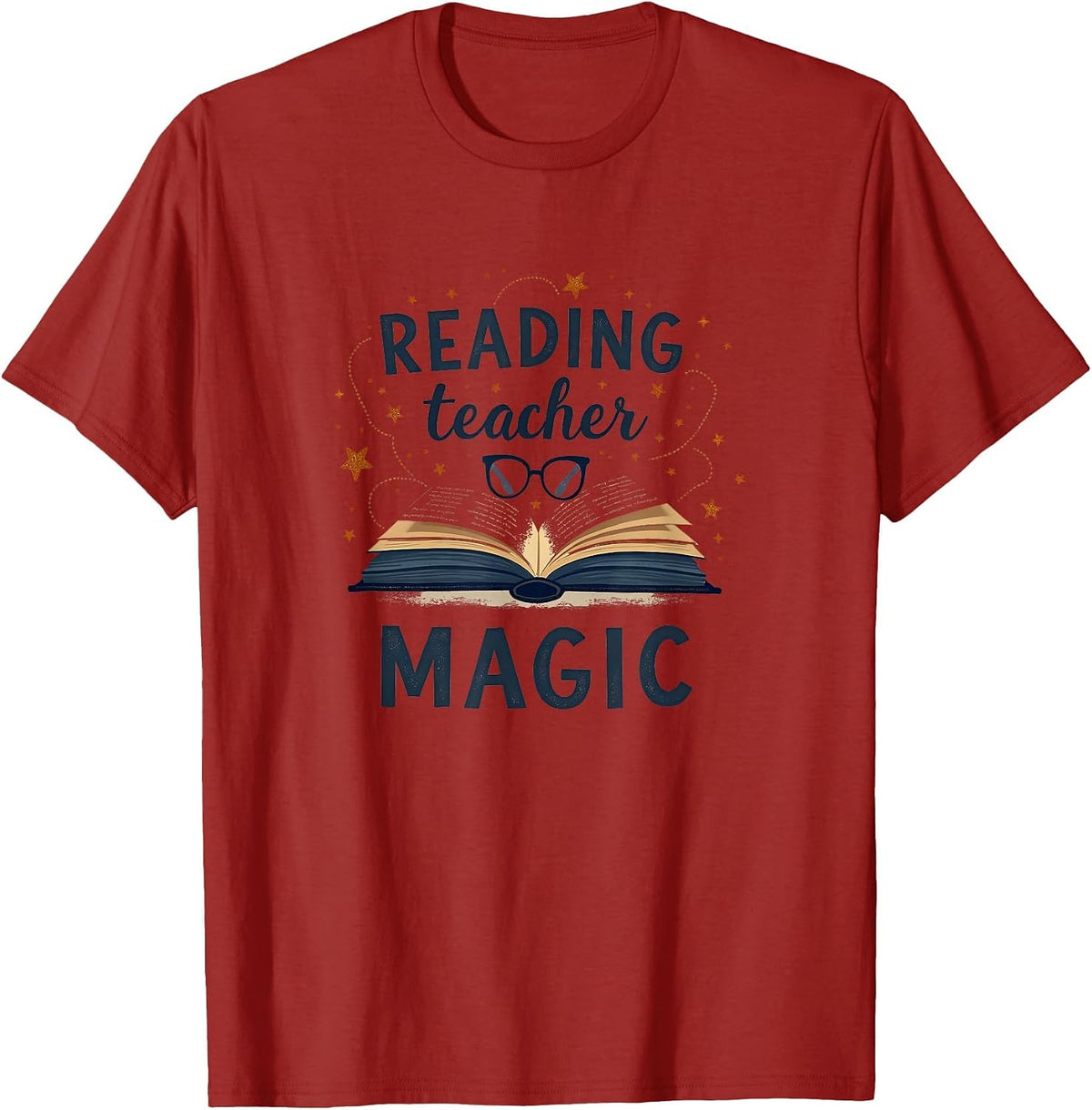 Reading Teacher Magic Educational Design T-Shirt - Cranberry Red