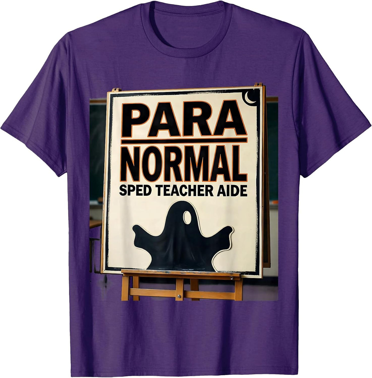 Para Normal SPED Teacher Aide Stencil Ghost Halloween T-Shirt - Purple