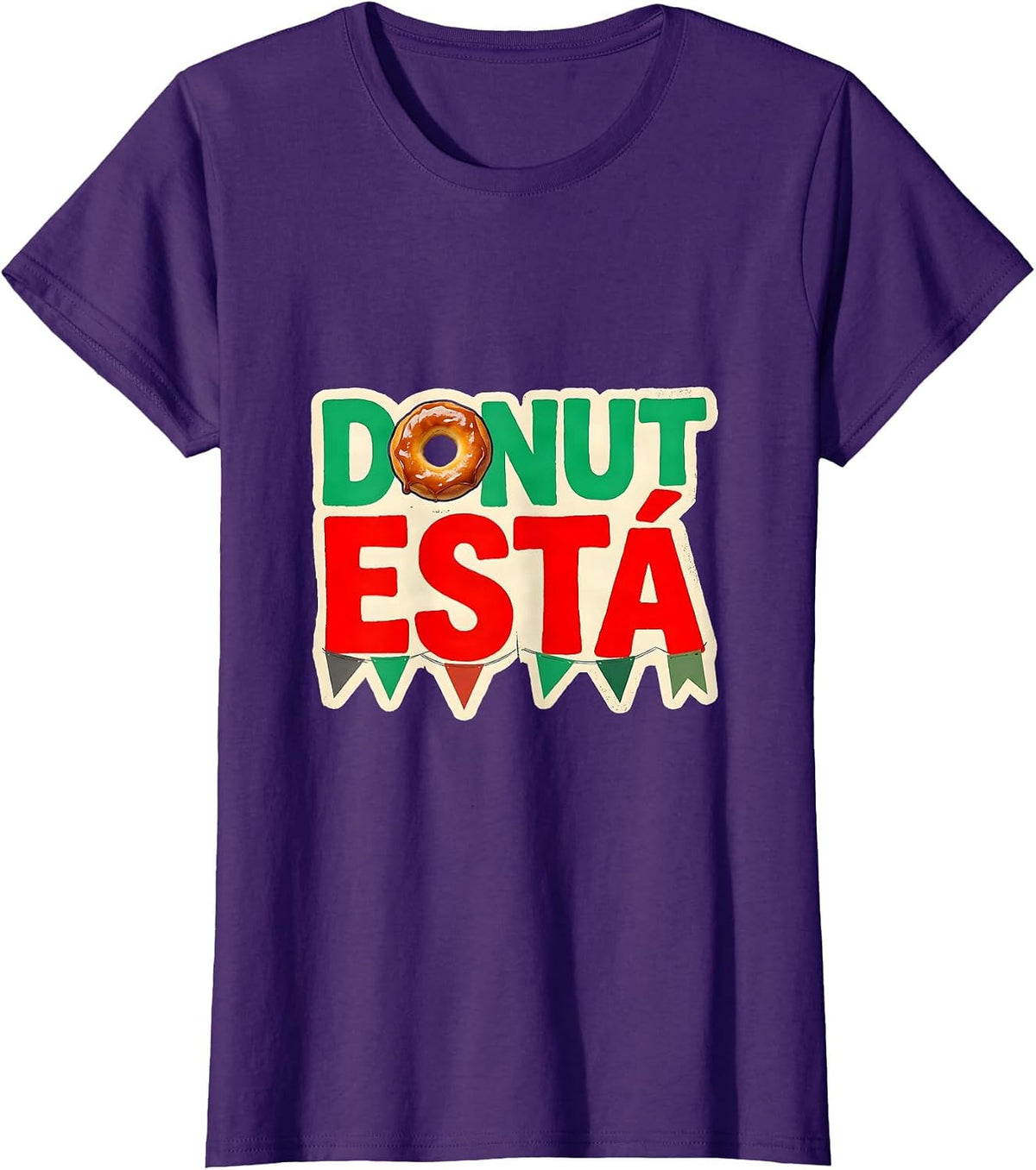 Women's Donut Está Stencil Graphic Cinco De Mayo Spanish Pun Party T-Shirt - Purple