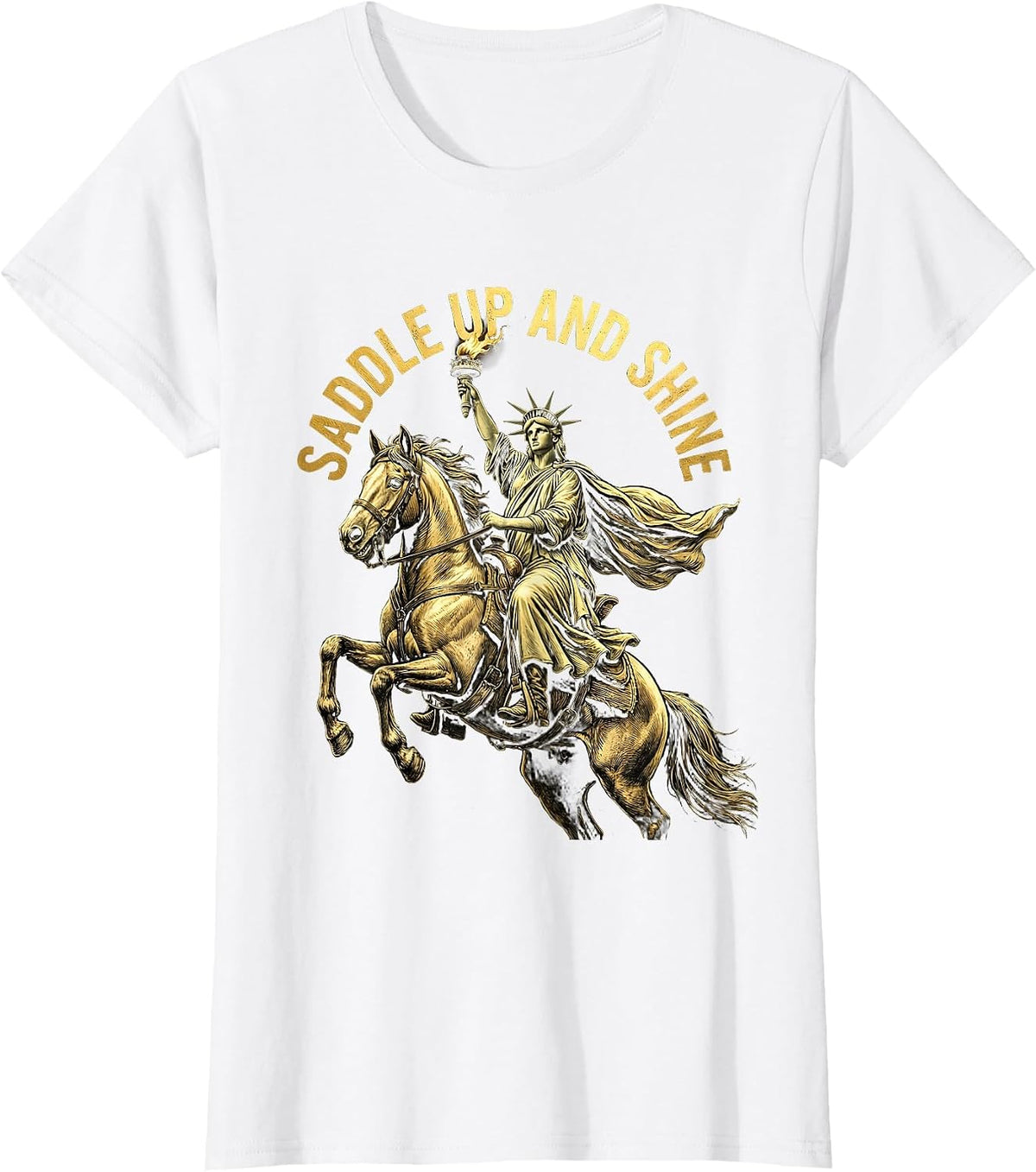 Saddle Up and Shine Horse Lover Design T-Shirt - White