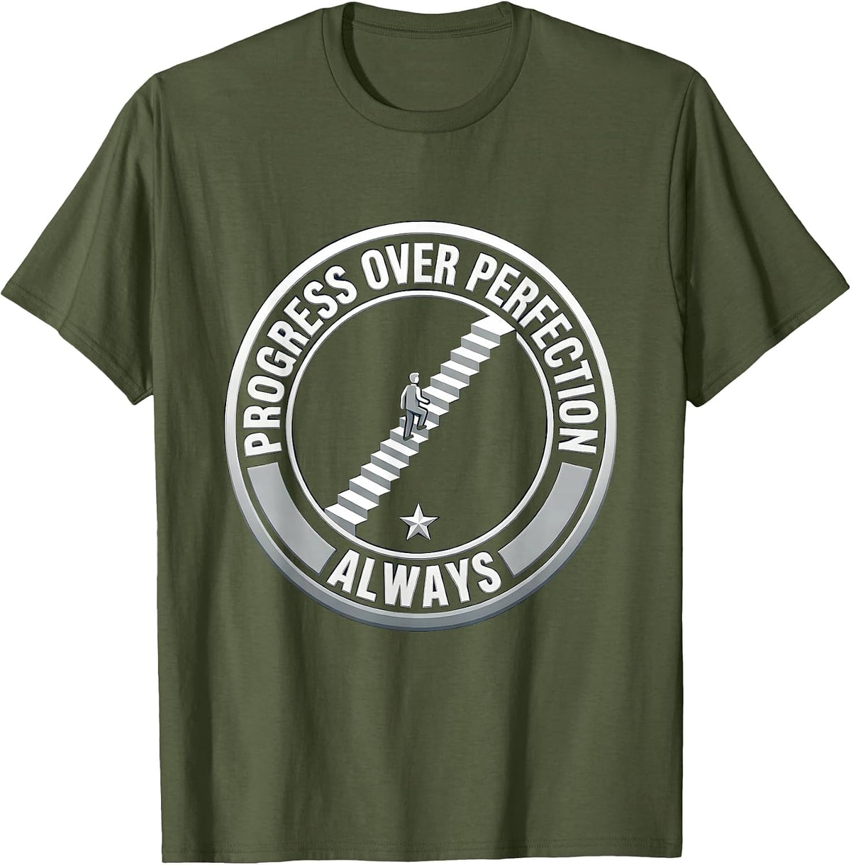 Progress Over Perfection Special Education Design T-Shirt - Olive Green