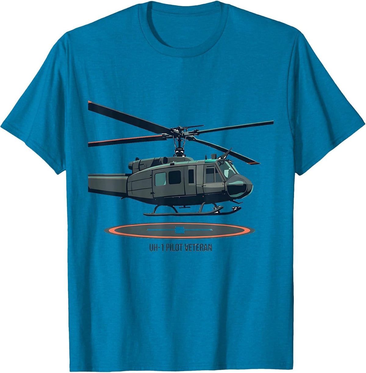 UH-1 Pilot Veteran Flat Vector Military Aviation Veteran T-Shirt - Sapphire Blue