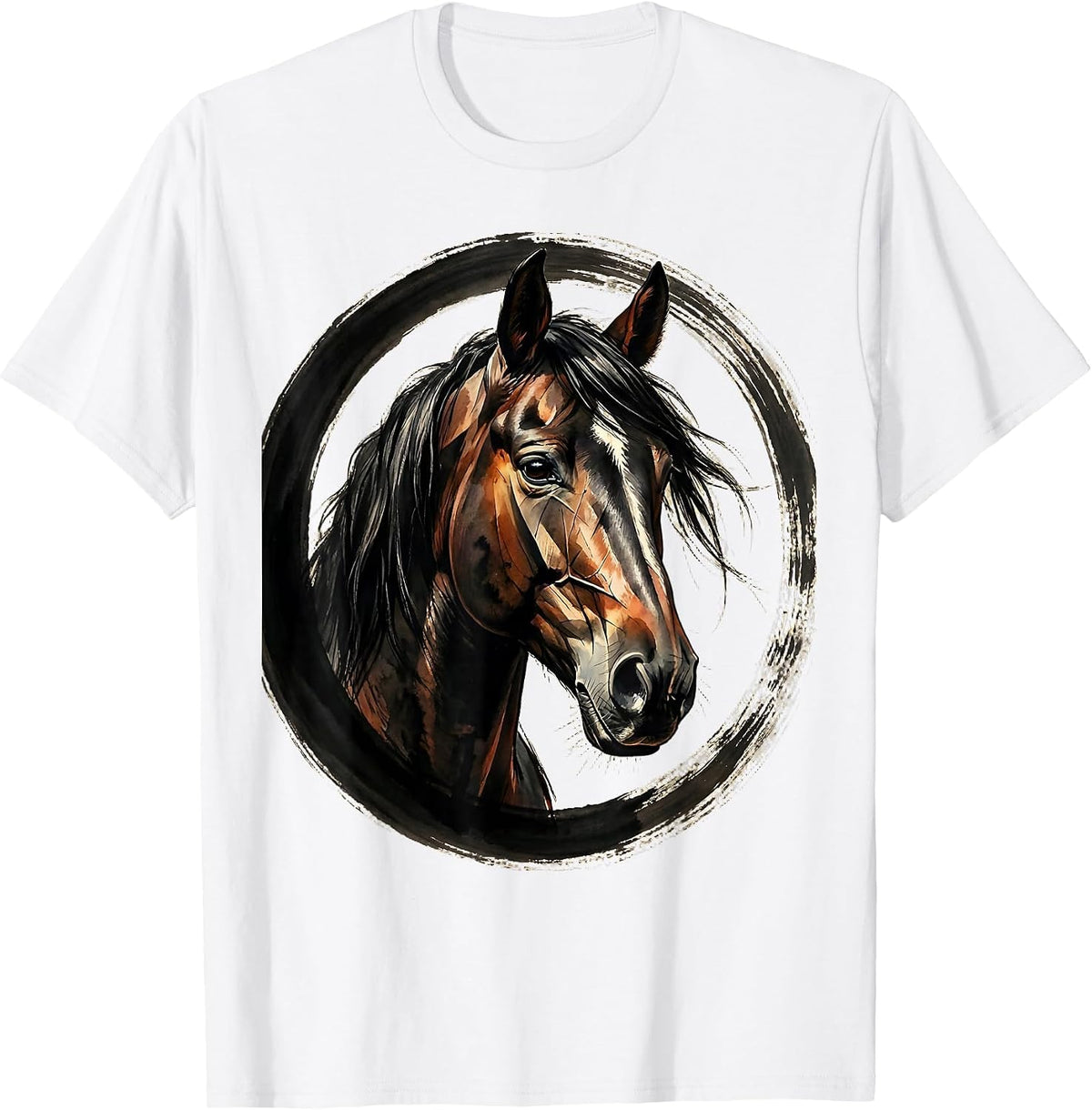 Men's Geometric Low-Poly Horse Head Portrait T-Shirt - White