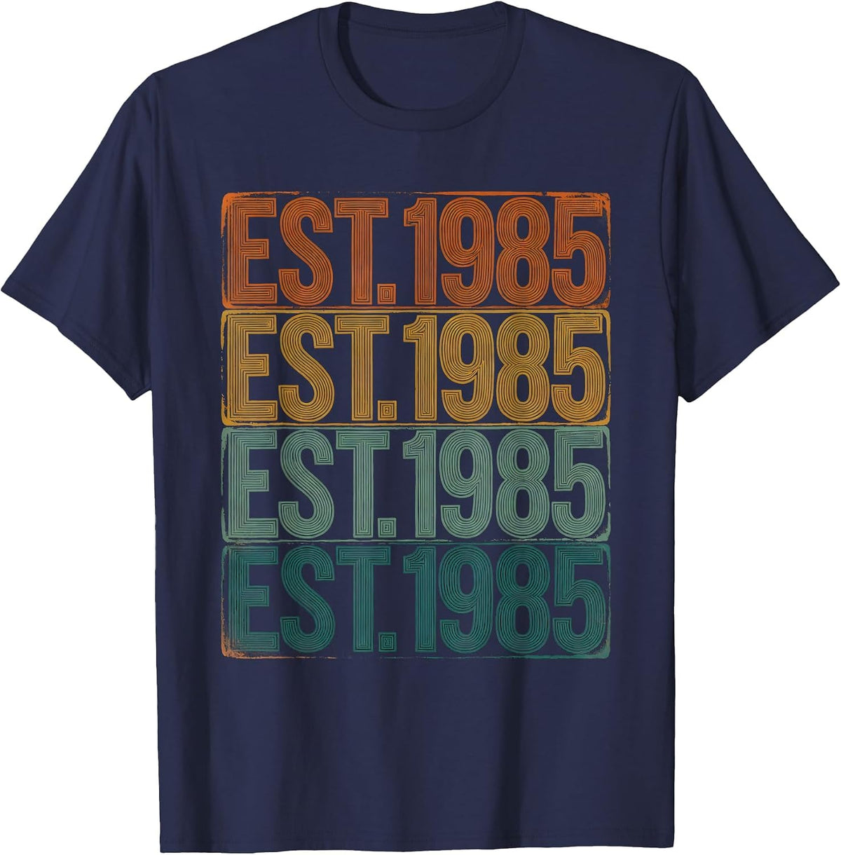 Men's EST. 1985 Retro Vintage Wordmark Nostalgia T-Shirt - Navy Blue