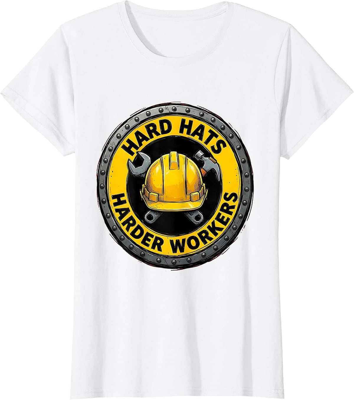 Women's Hard Hats Harder Workers Blue Collar Pride T-Shirt - White