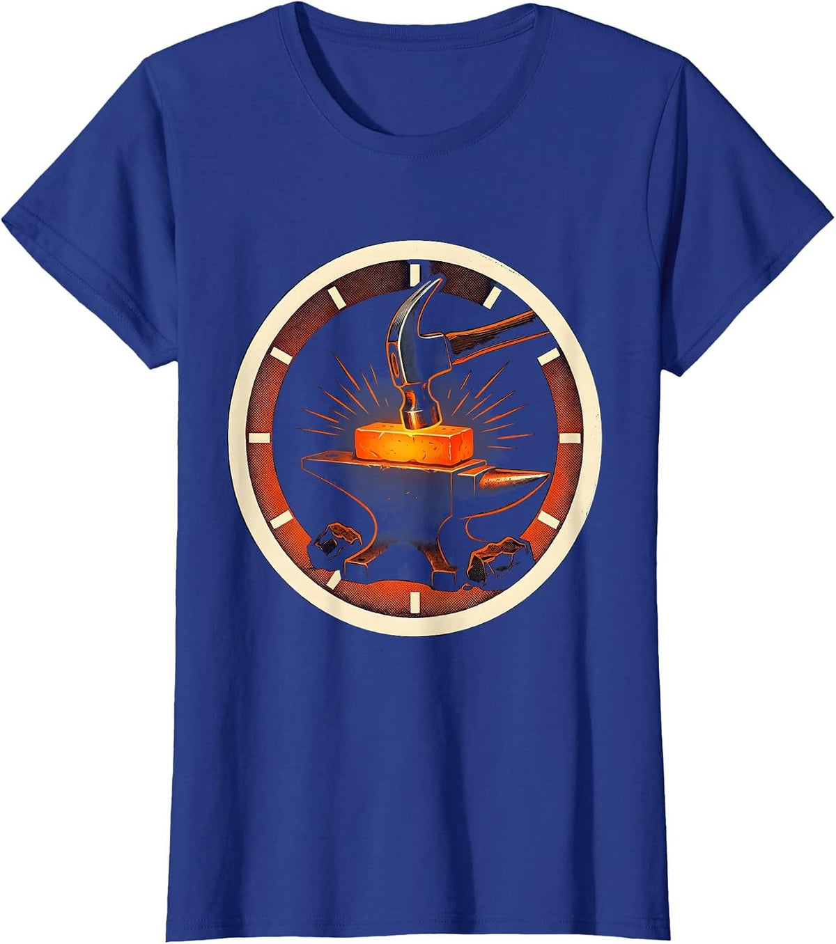 Women's Sealed Forge Hammer Anvil Screenprint Poster Blacksmith Gift T-Shirt - Royal Blue