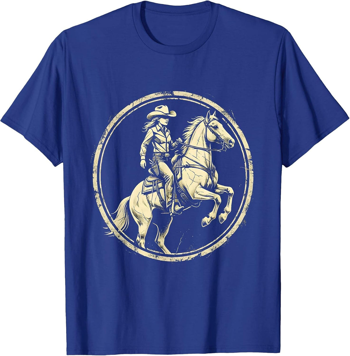 Men's Camo Rider Wild Horse Graphic Design T-Shirt - Royal Blue