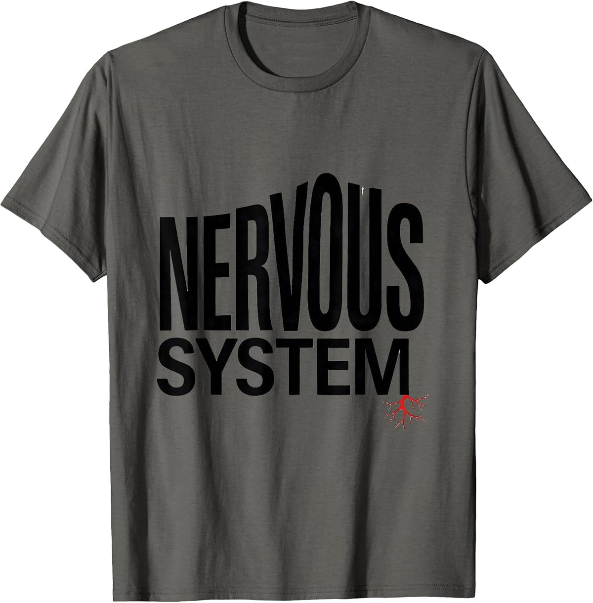 Men's Nervous System Science Humor Brain Anatomy Student Teacher T-Shirt - Asphalt Grey