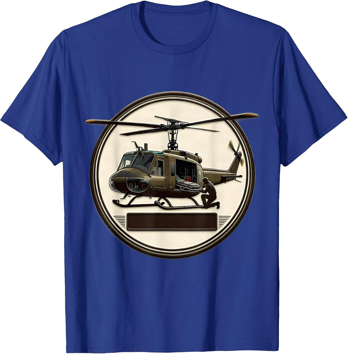 Huey Helicopter Pilot Veteran Aviation Pride Badge T-Shirt - Royal Blue