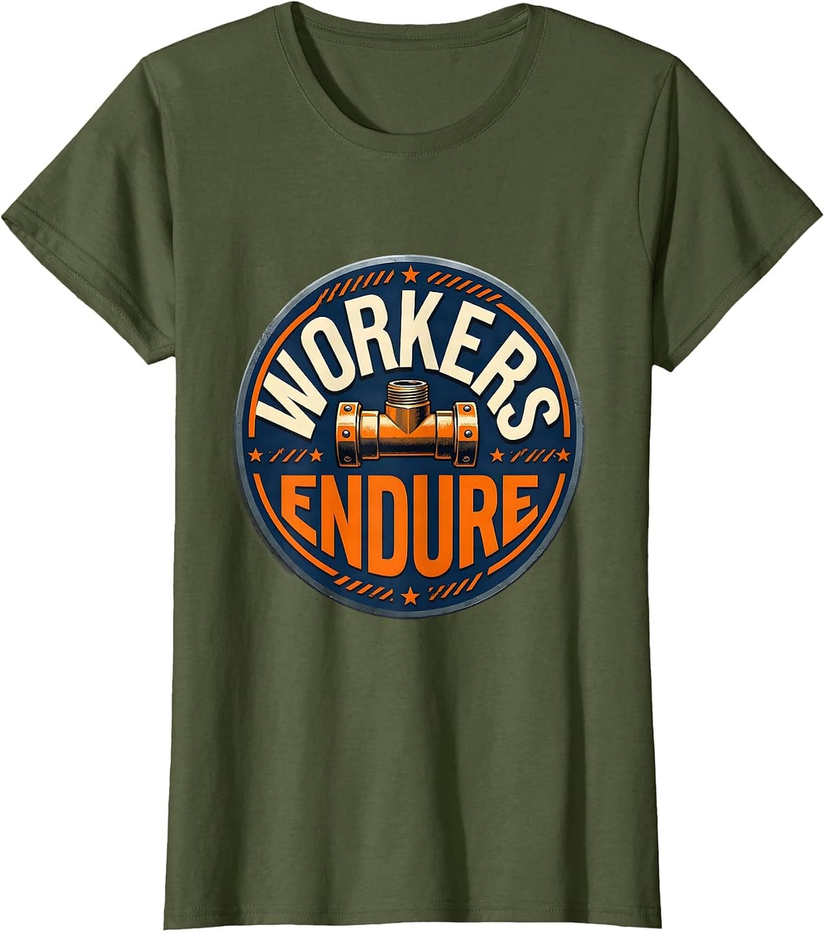Women's Workers Endure Stencil Union Worker Solidarity Skilled T-Shirt - Olive Green