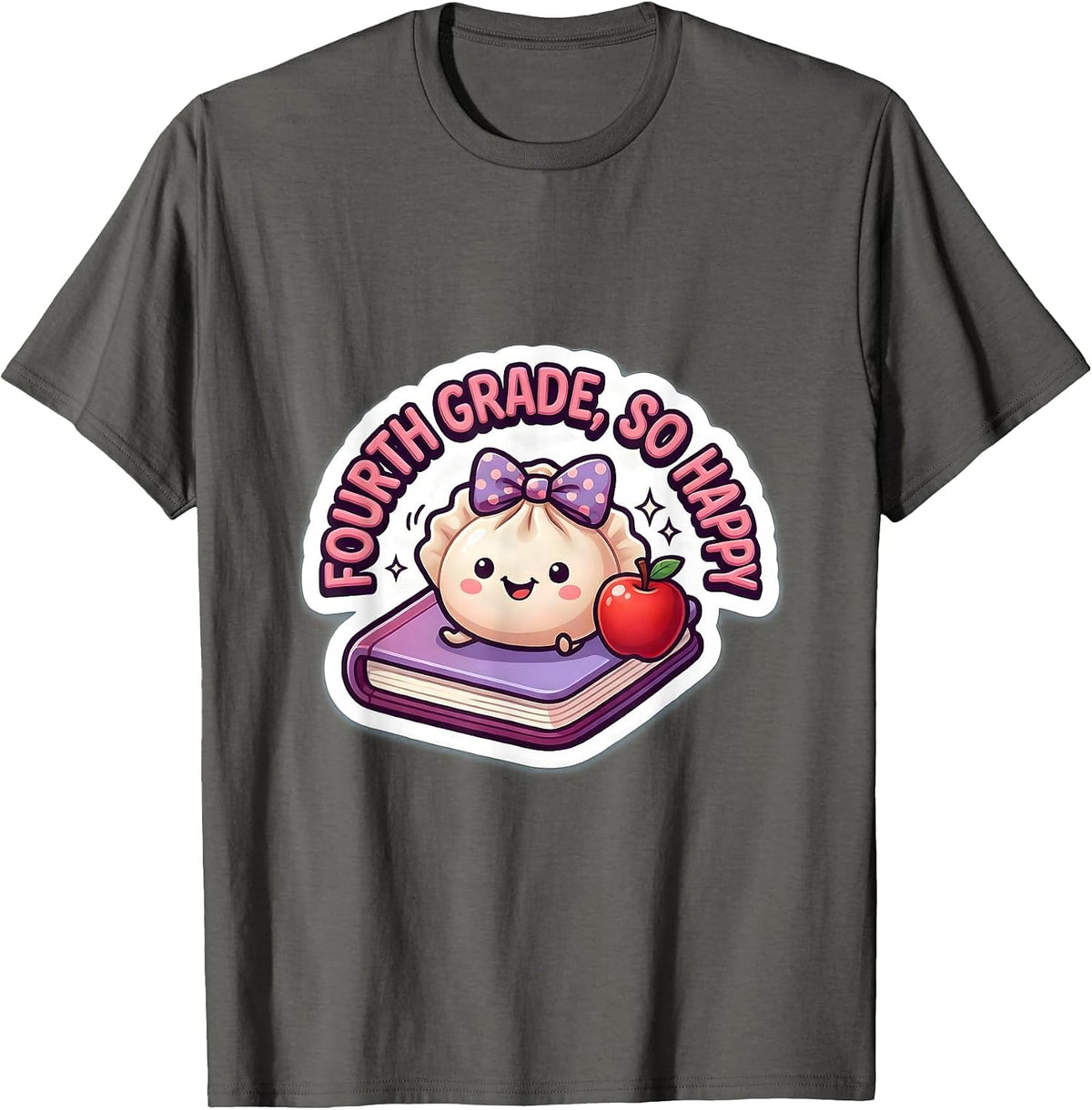 Men's Fourth Grade So Happy Kawaii Dumpling Cute Back to School T-Shirt - Asphalt Grey
