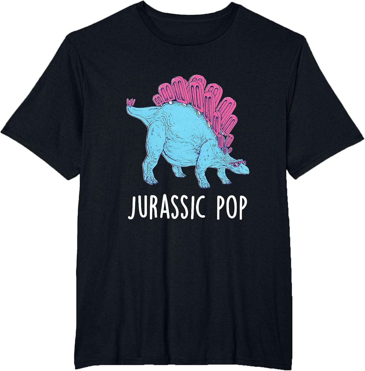 Popsicle Stegosaurus Funny Prehistoric Jurassic Puns T-Shirt - Black