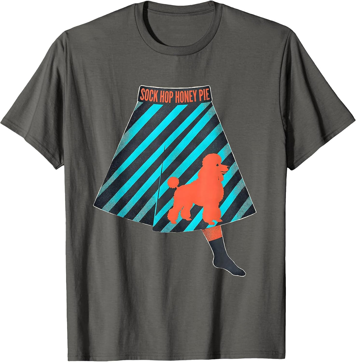 Sock Hop Honey Pie Midcentury Modern 50s Costume Poodle T-Shirt - Asphalt Grey
