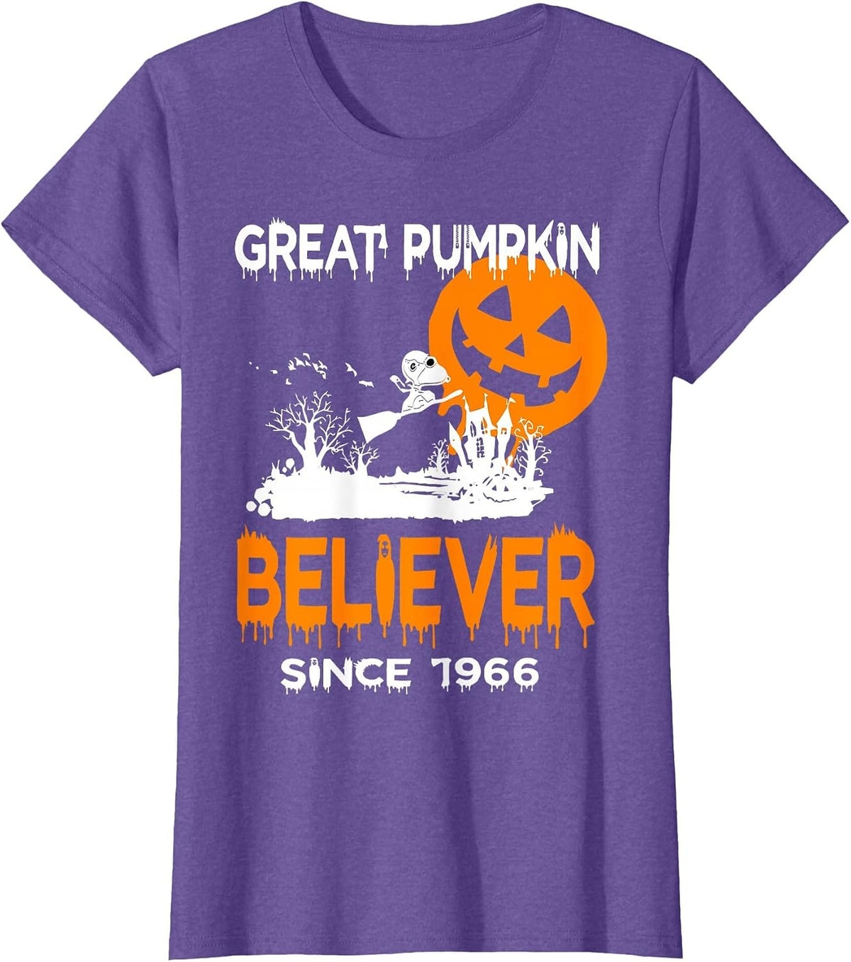 Great Pumpkin Believer Halloween Fun Graphic T-Shirt - Purple Heather