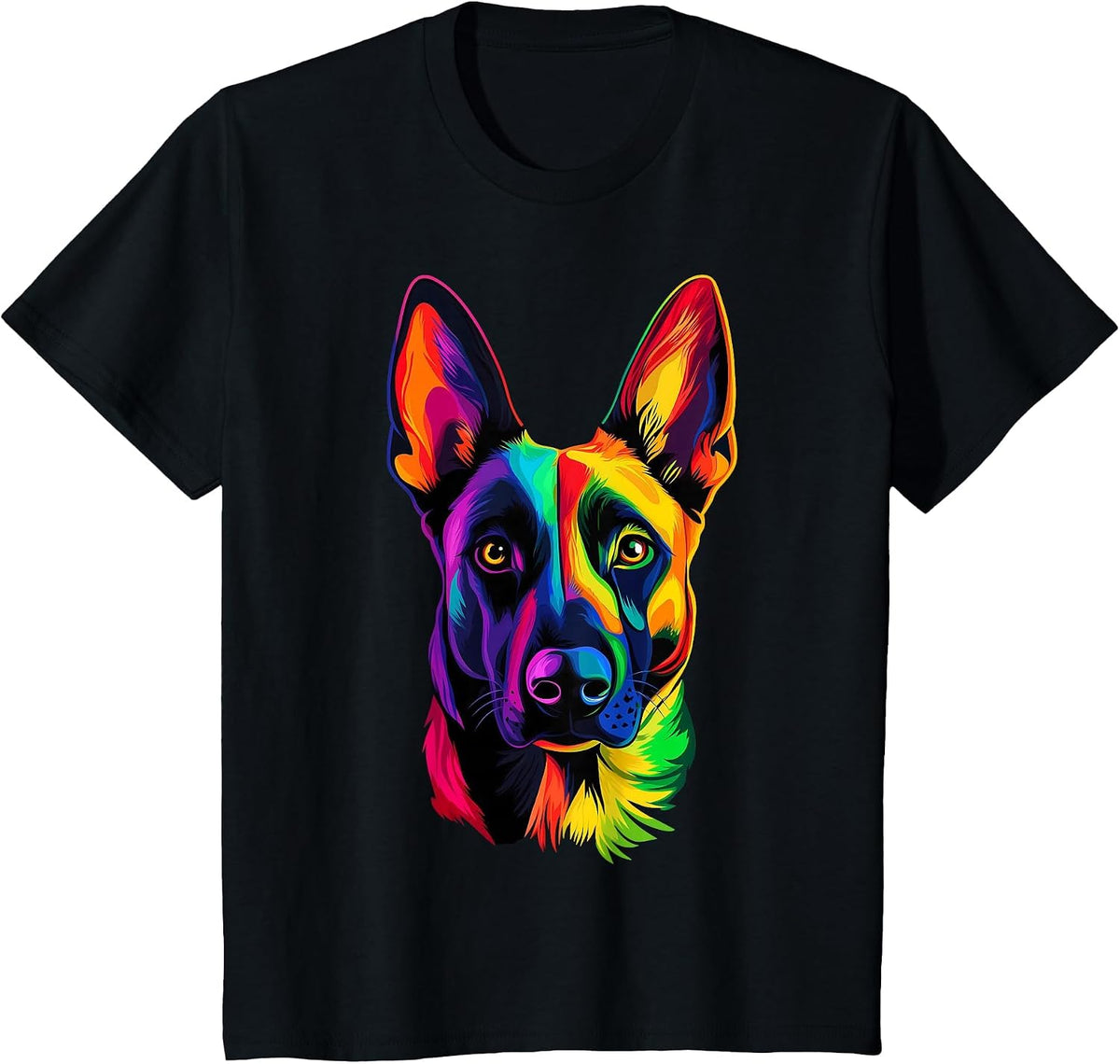 Colorful Belgian Malinois Lover Brave Dog Black T-Shirt - Black