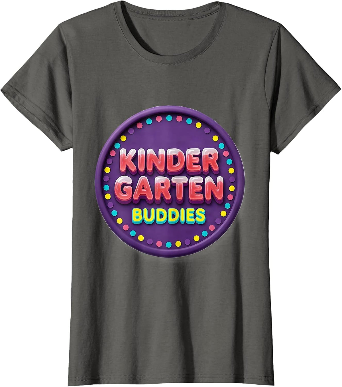 Women's Kindergarten Buddies Playful Pre-K to Elementary Back T-Shirt - Asphalt Grey