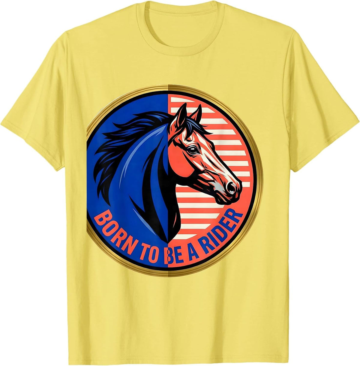 Men's Born to Be a Rider Horse Lover Design T-Shirt - Lemon Yellow