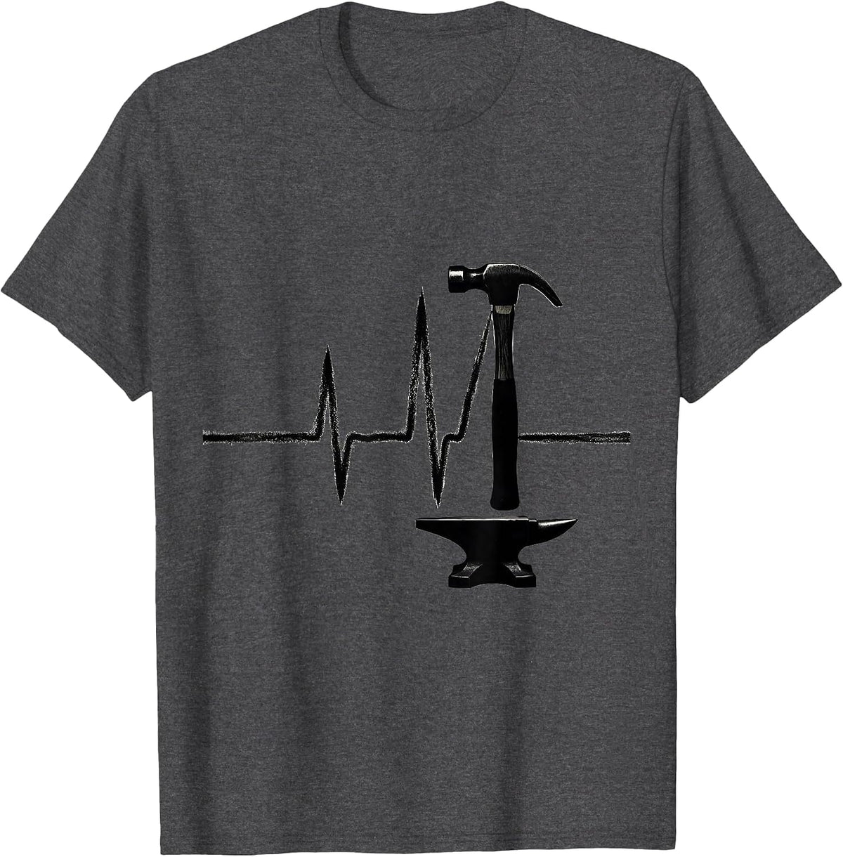 Men's Blacksmith Hammer Pulse Line Hobbyist Occupation Humor T-Shirt - Dark Heather Grey