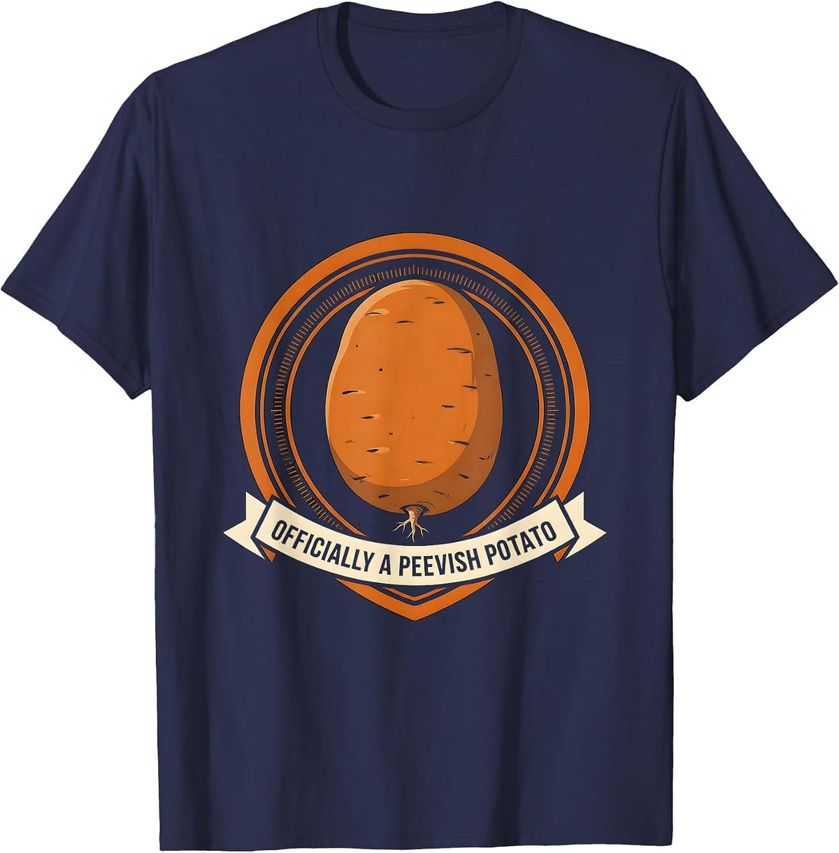 Officially A Peevish Potato Funny Grouchy Potato Couple T-Shirt - Navy Blue