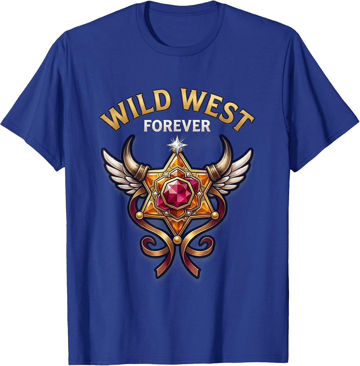 Wild West Forever Western Graphic Design T-Shirt - Royal Blue