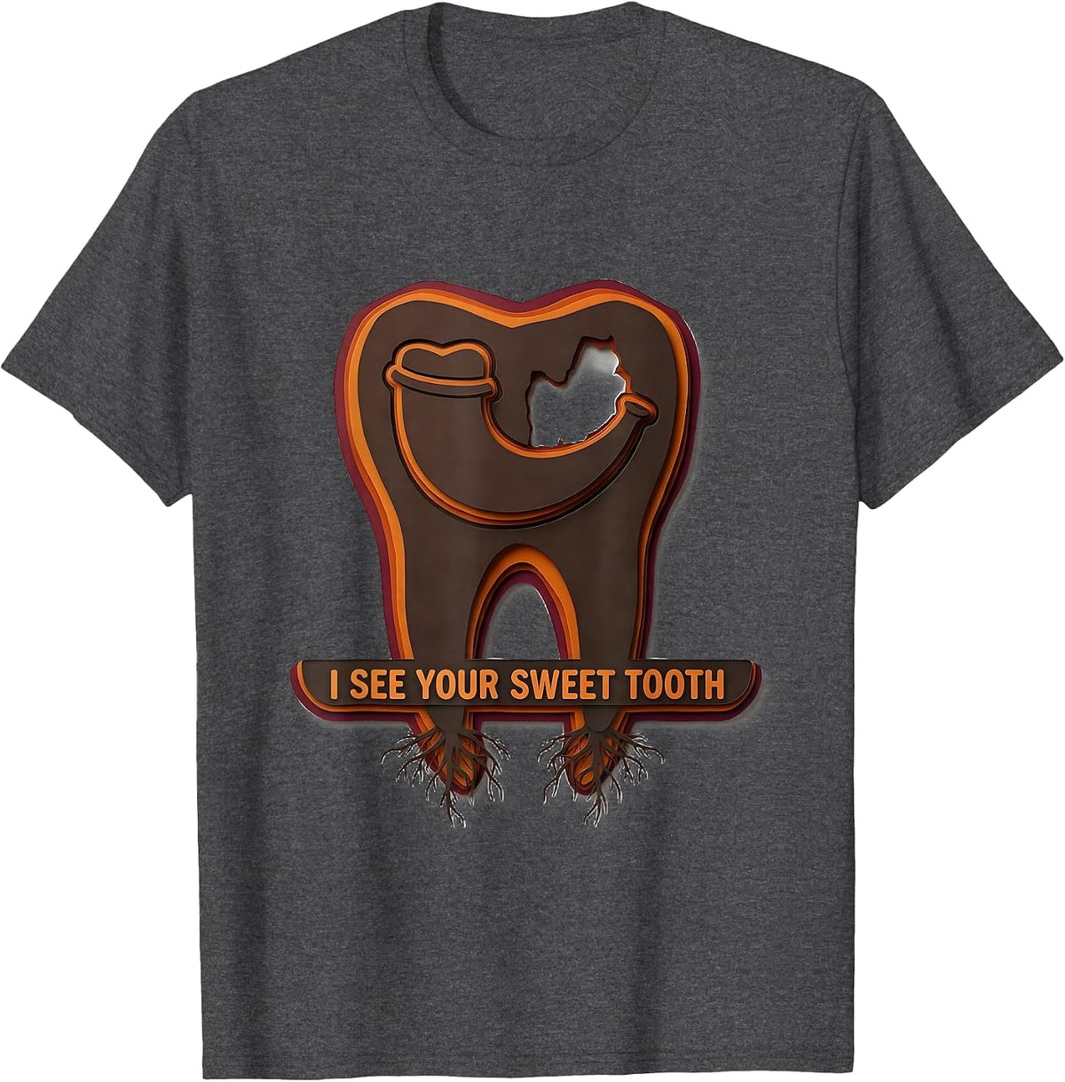I See Your Sweet Tooth Funny Dental Thanksgiving Dentist T-Shirt - Dark Heather Grey