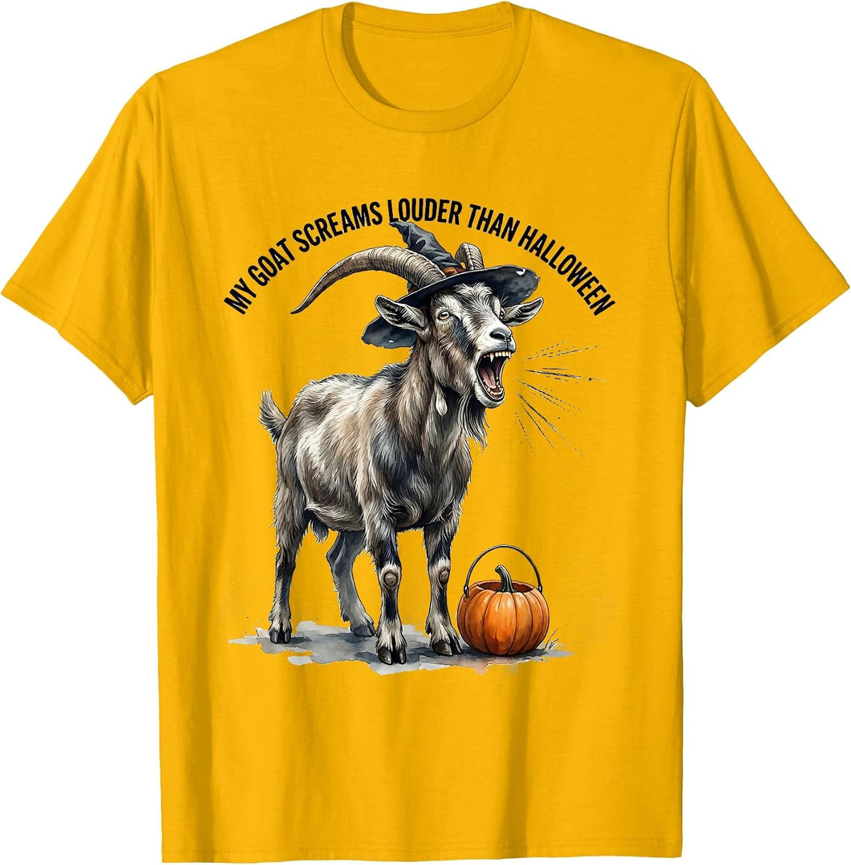 My Goat Screams Louder Than Halloween Funny Goat Lover T-Shirt - Golden Yellow