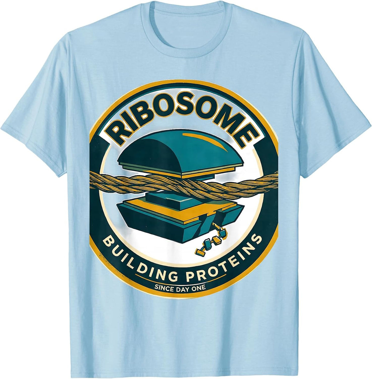 Men's Ribosome Building Proteins Since Day One Science Nerd T-Shirt - Baby Blue