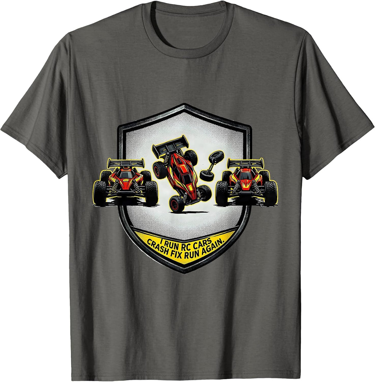 Men's I Run RC Cars, Crash, Fix, Run Again Funny RC Racer Gift T-Shirt - Asphalt Grey
