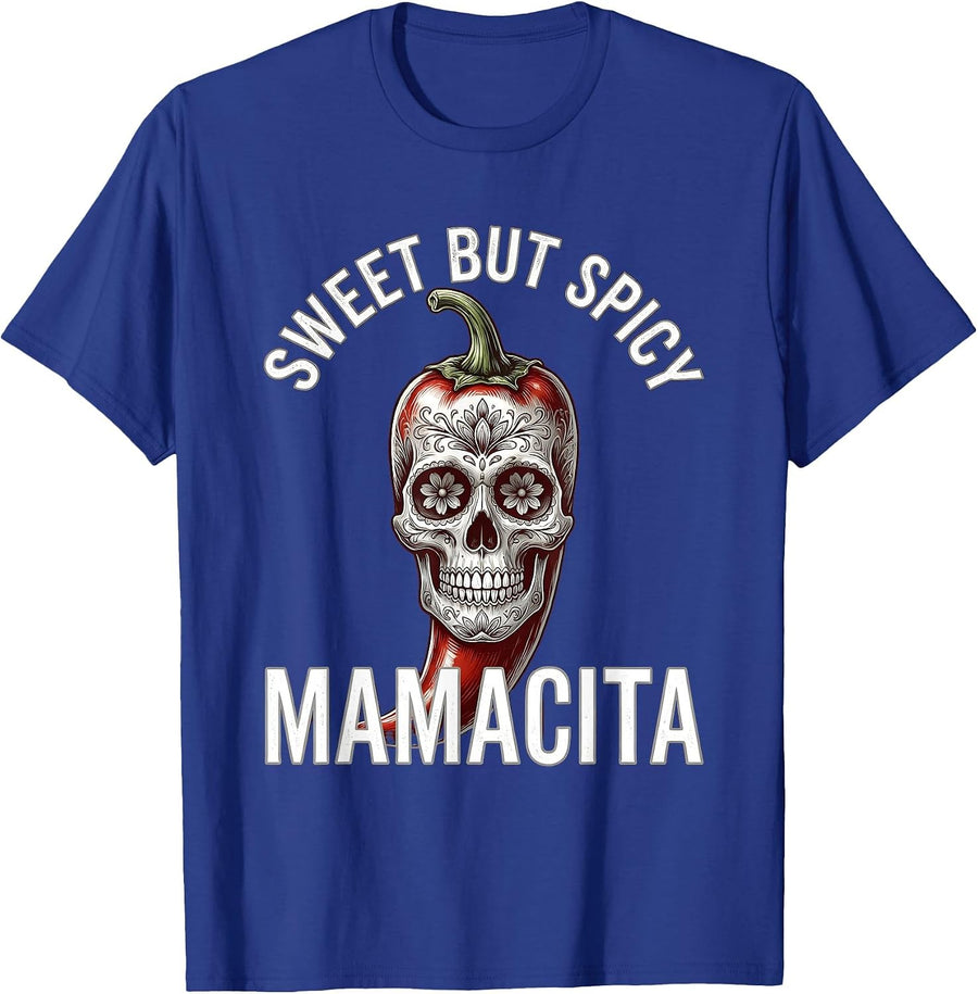 Sweet But Spicy Mamacita Graphic Design T-Shirt - Royal Blue