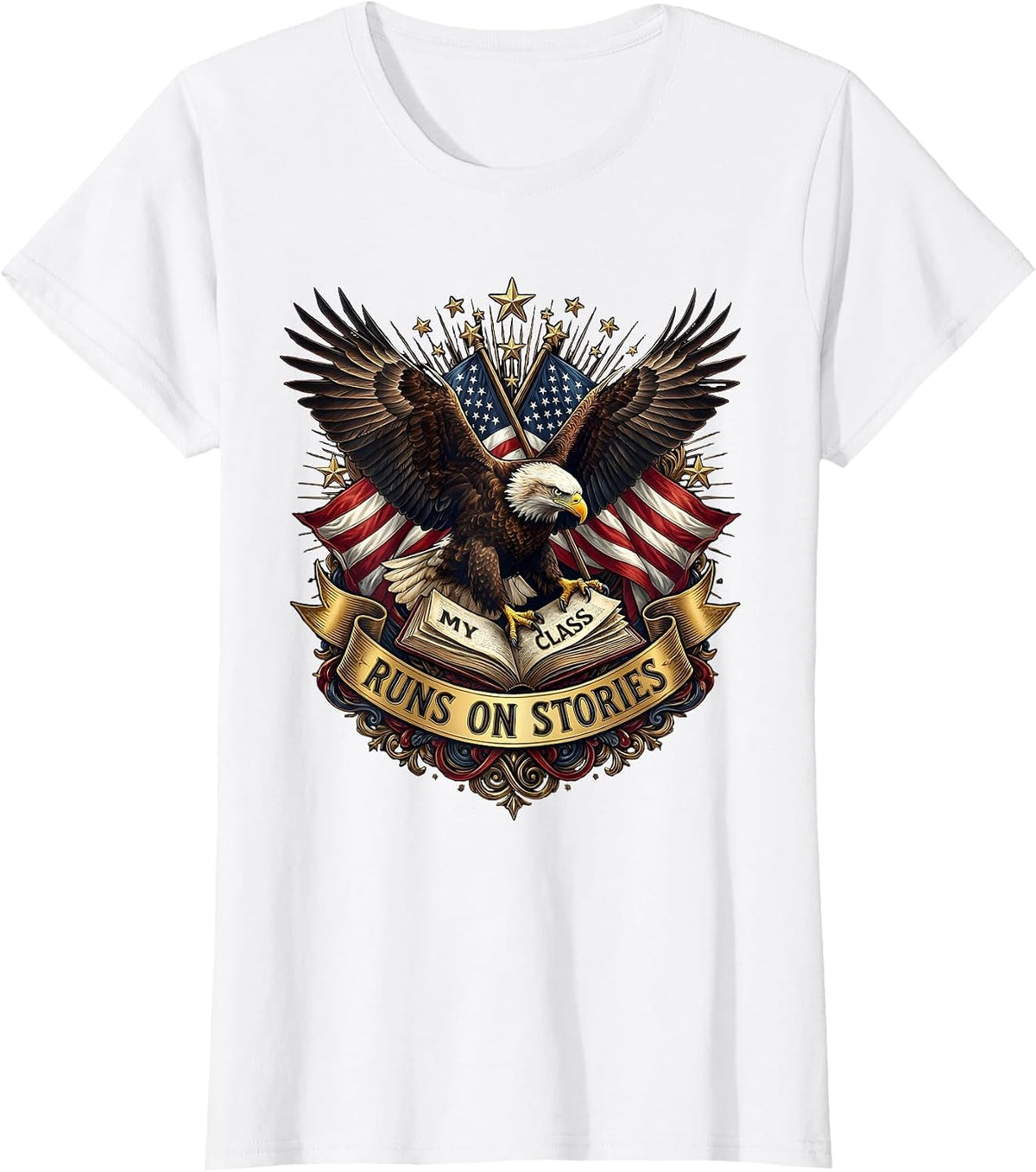 My Class Runs On Stories Reading Teacher Design T-Shirt - White