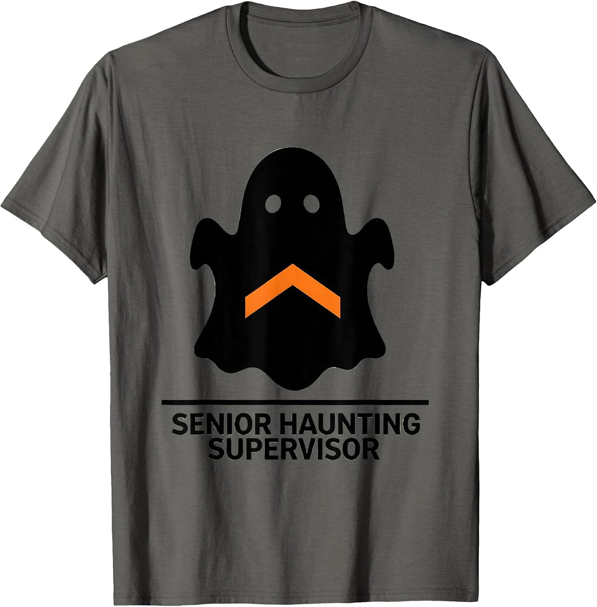 Men's Senior Haunting Supervisor Funny Para Normal Activities T-Shirt - Asphalt Grey
