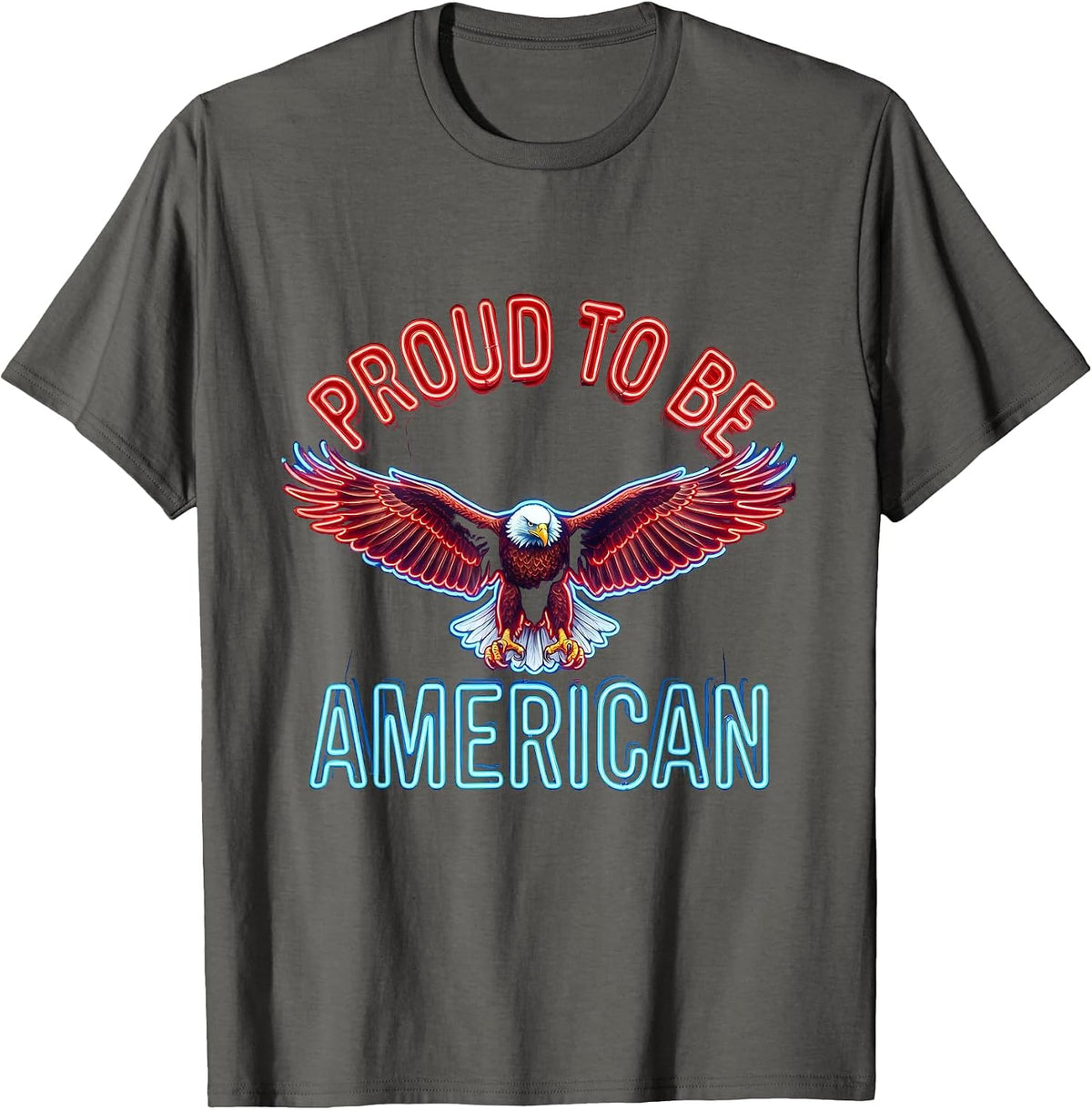 Proud to Be American Patriotic Pride Design T-Shirt - Asphalt Grey