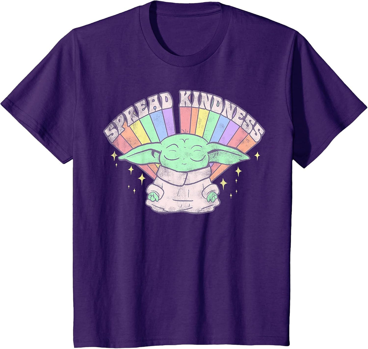 Star Wars The Mandalorian Grogu Spread Kindness Rainbow T-Shirt - Purple