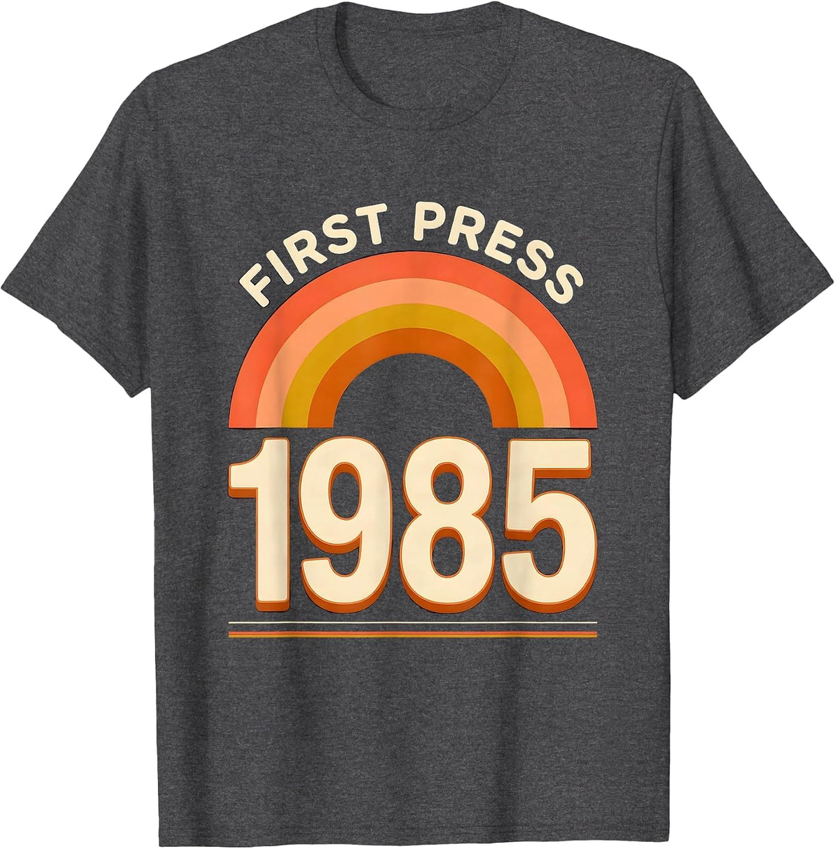 Men's First Press 1985 Vintage Retro Milestone Birthday Novelty T-Shirt - Dark Heather Grey